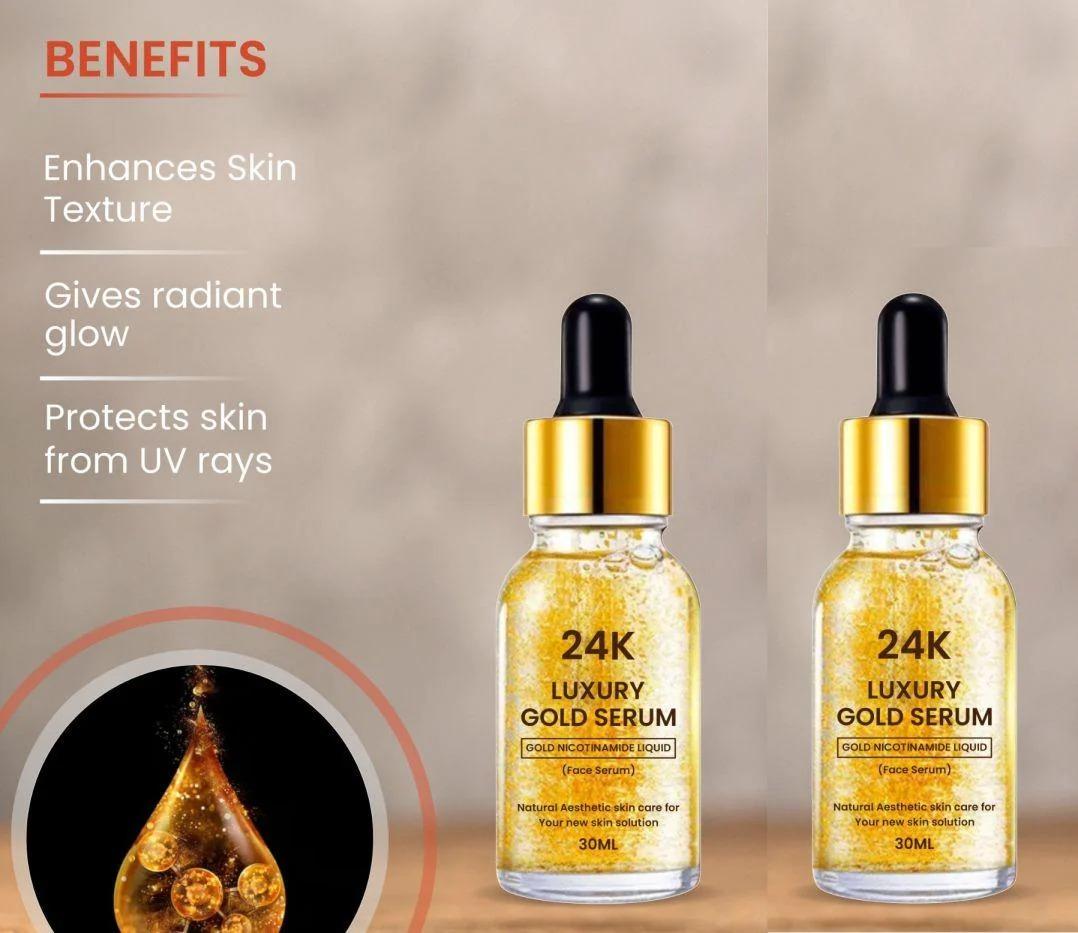 24K GOLD FACE SERUM FOR ANTI - AGEING AND DULLNESS REDUCTION (PACK OF 2) (BUY 1 GET 1 FREE)