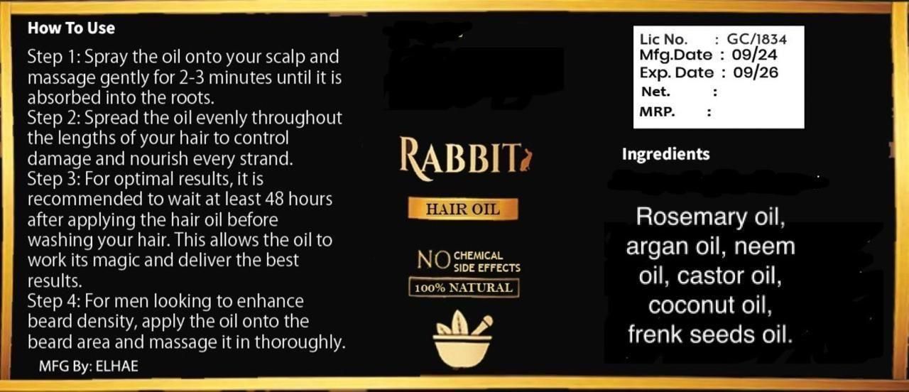 🌿Rabbit Herbal Hair Oil  😍Buy 1 Get 1 Free Today!😍