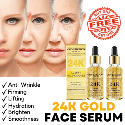 24K GOLD FACE SERUM FOR ANTI - AGEING AND DULLNESS REDUCTION (PACK OF 2) (BUY 1 GET 1 FREE)